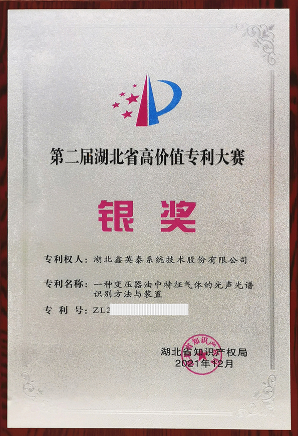 湖北省第二屆高價(jià)值專(zhuān)利大賽銀獎(jiǎng)